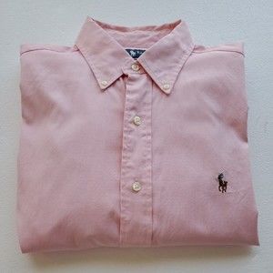 Ralph Lauren Mens Oxford Classic Fit Pink Dress Shirt Size 16 32/33.